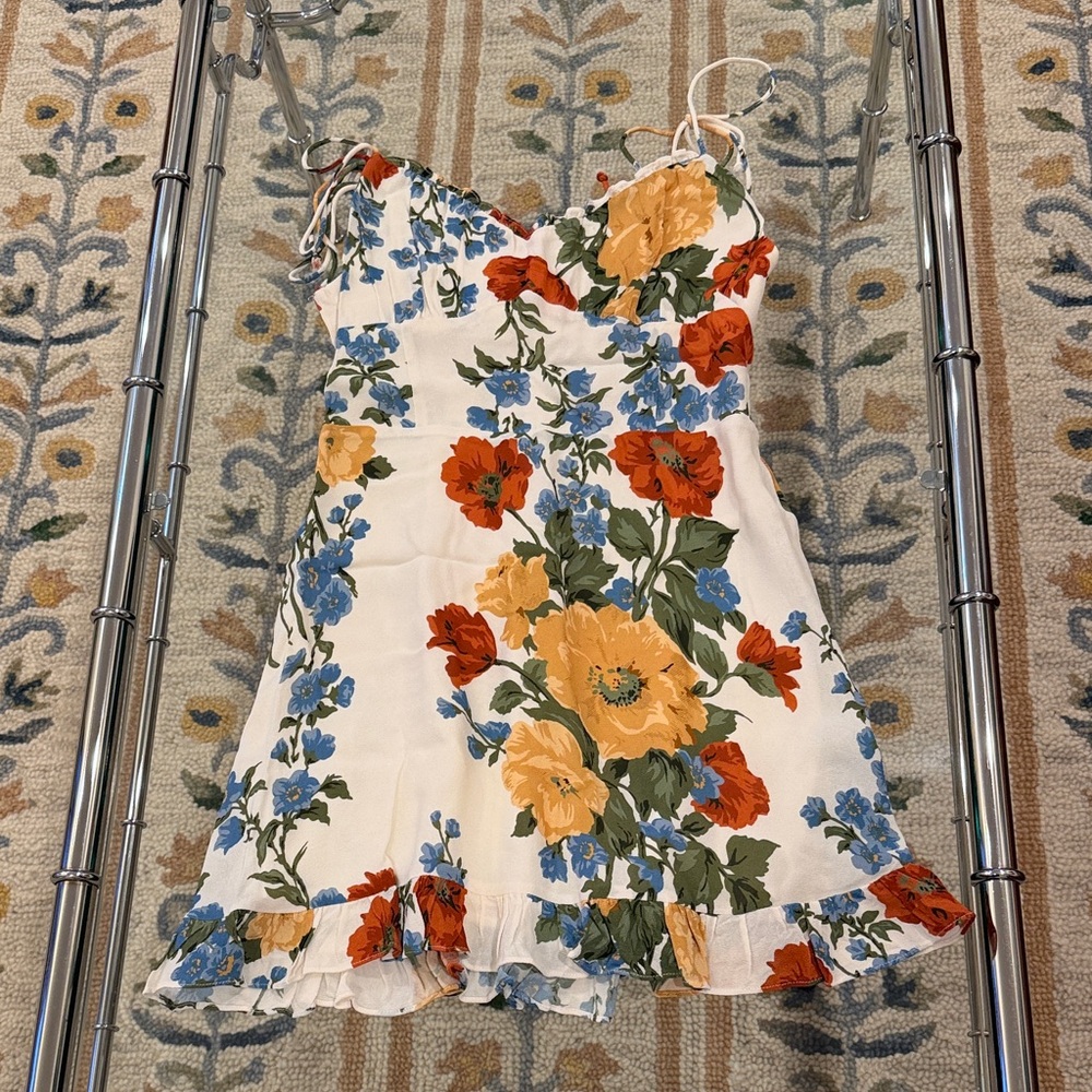 Adele Berto Vibrant Floral Spaghetti Strap Dress